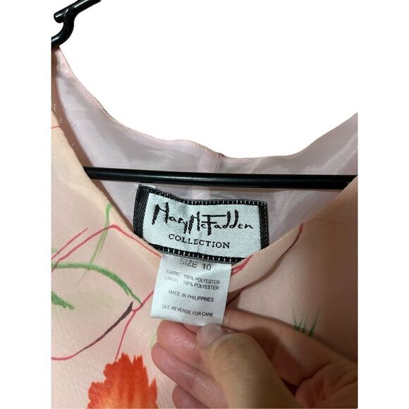 Vintage Y2K Mary McFadden Pink Peach Floral Flutter Cap Sleeve Maxi Dress Size 1 - Picture 5 of 11